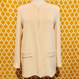 Oleg Cassini Black Tie Beaded Trim Jacket Size 8